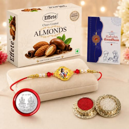 Krishna Rakhi Combo - Raksha Bandhan Gift with Choco Almonds 32gm, Pack of 5 | Rakhi Gift
