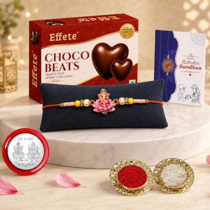 Ganesha Rakhi Combo - Raksha Bandhan Gift with Choco Beats 32gm, Pack of 5 | Rakhi Gift