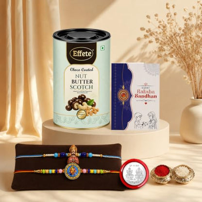 Khatu Shyam Rakhi Combo - Raksha Bandhan Gift with Choco Butterscotch 96gm, Pack of 6