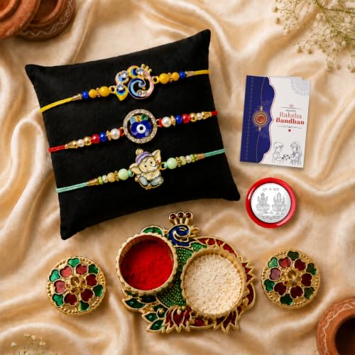 Bird Rakhi for Brother with Pooja Thali - Raksha Bandhan Gift Set, Pack of 7