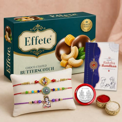 Krishna Rakhi Combo - Raksha Bandhan Gift with Choco Butterscotch 32gm, Pack of 7