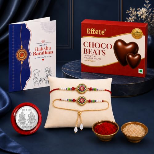 Multicolor Rakhi for Brother with Chocolate 32gm - Raksha Bandhan Gift, Pack of 5