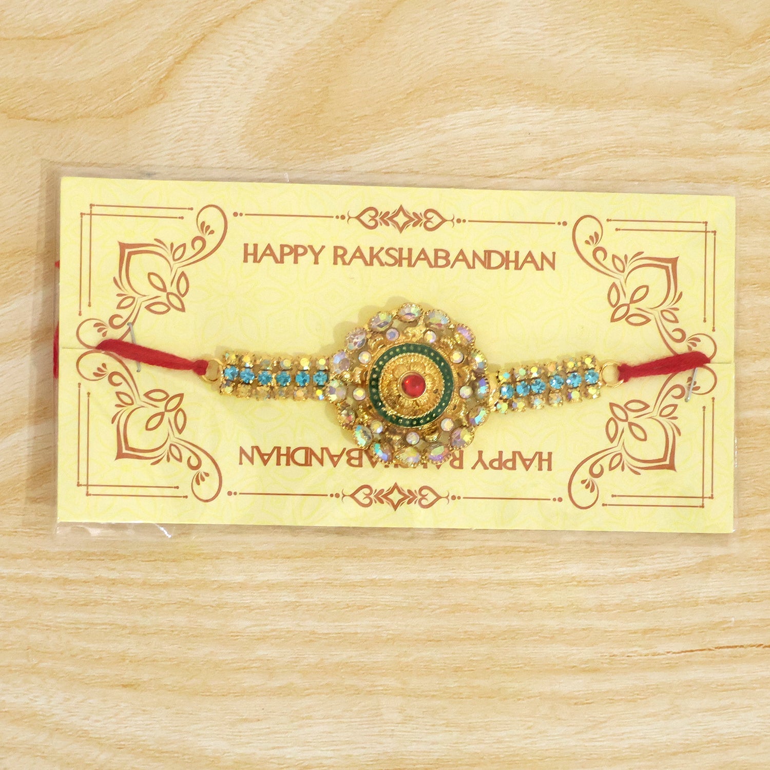 Kundan Rakhi Handcrafted Multicolor Stone Design for Brothers (5pcs)