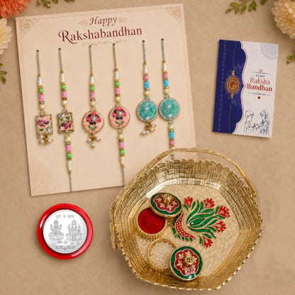 Rakhi for Brother with Topli Pooja Thali - Rakshabandhan Gift Set, Pack of 7