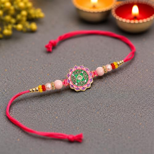 Rakhi for Brother with Kalash Pooja Thali - Raksha Bandhan Gift Set, Pack of 7