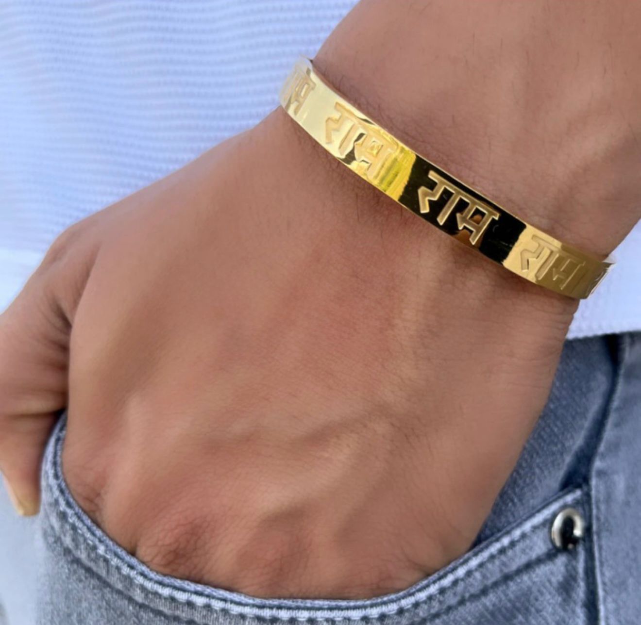 Jay Shree Ram Gold-Plated Stainless Steel Men's Bracelet