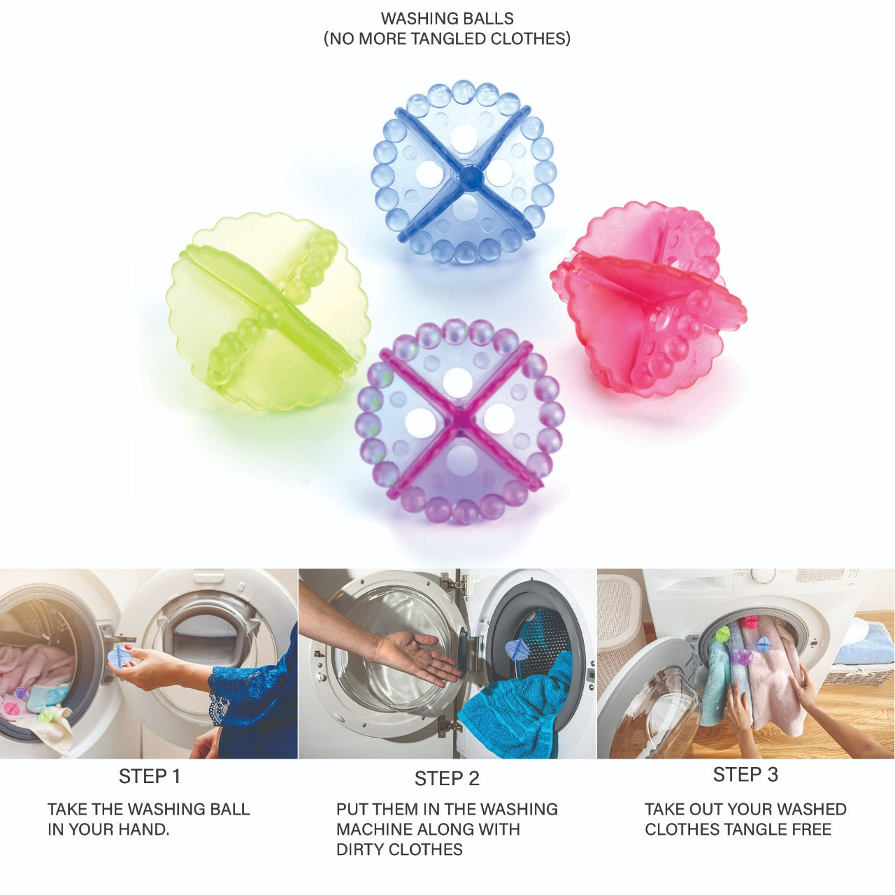 Detergent-free washing balls, 4 pack