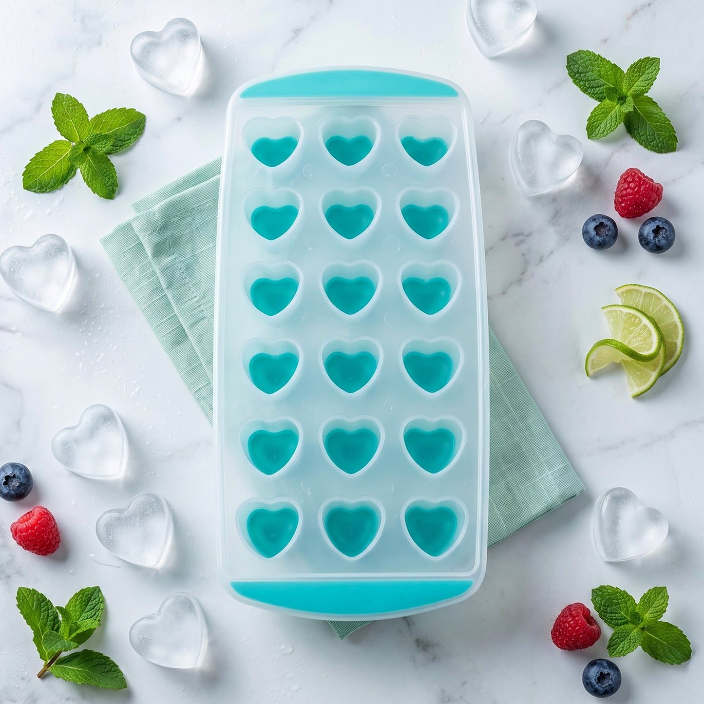 Heart cavity ice cube tray view