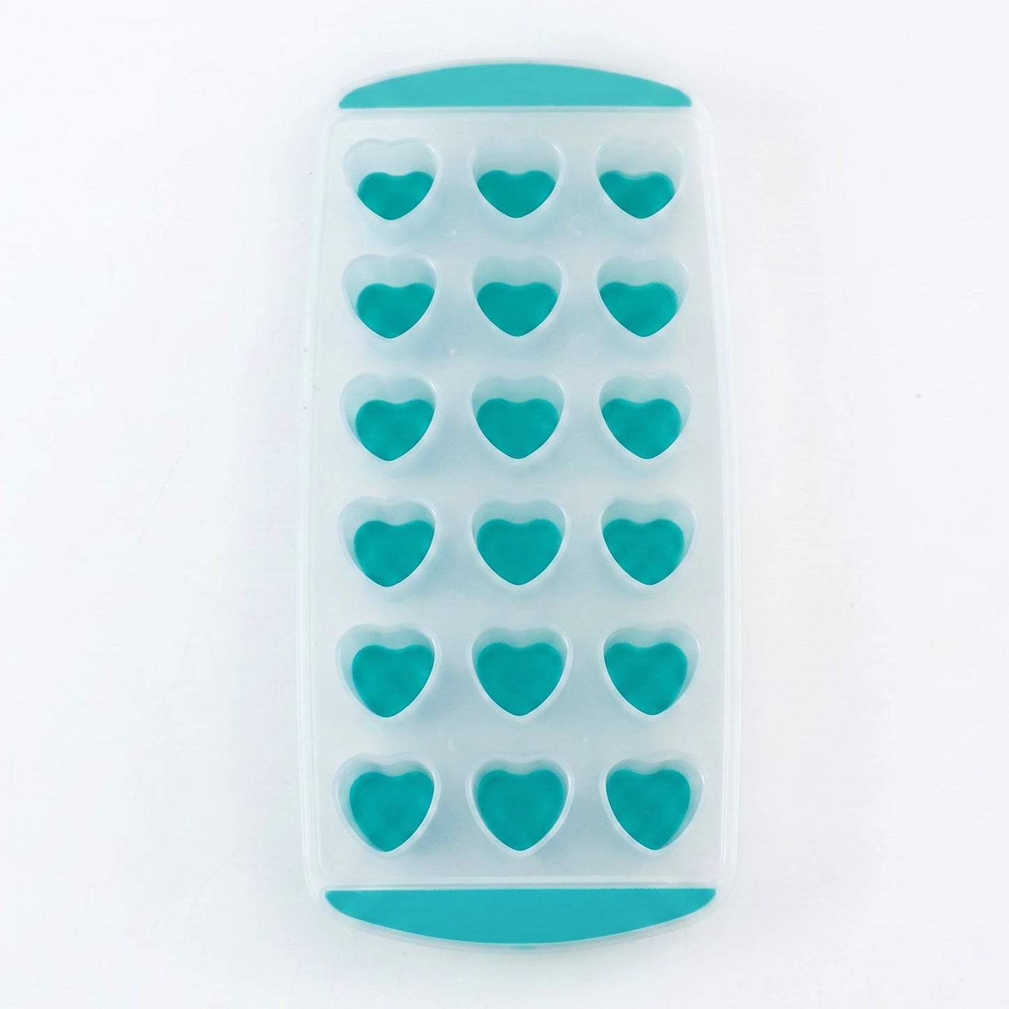 Heart shape ice tray on white background