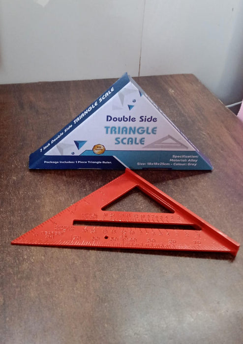 Double Side Scale Triangle / Ruler Measurement Hand Tool (1 Pc / Red)