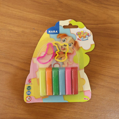 NARA 6 Color Modelling Clay Set with Shape Cutters – Kids DIY Creative Play Dough Kit (50 Gm)