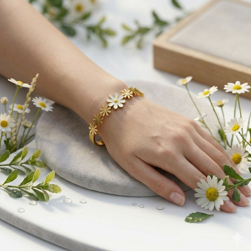 Polished gold-tone solid bangle style