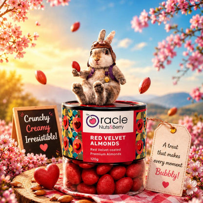 Oracle Red Velvet Almonds Dragees, Red Velvet Chocolate-Coated Crunchy Badam 120g