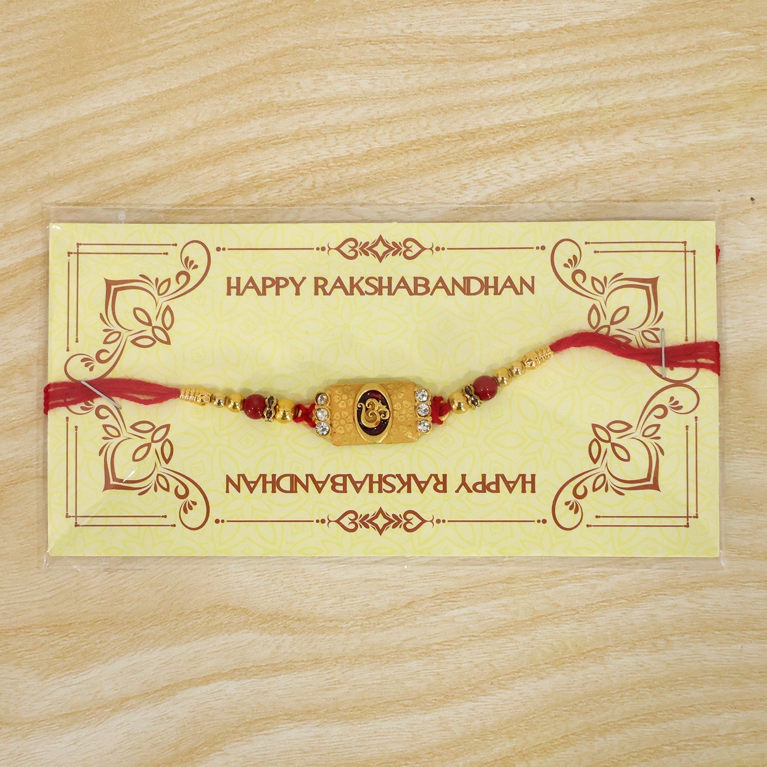 Om Kundan Beaded Rakhi Traditional Sacred Motif Raksha Bandhan (5pcs)