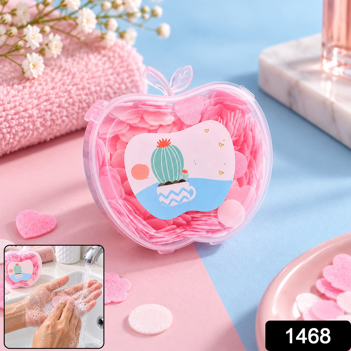 Apple Shape Paper Soap for Travel, Portable Hand Wash Soap Sheets Box (1 Pc)