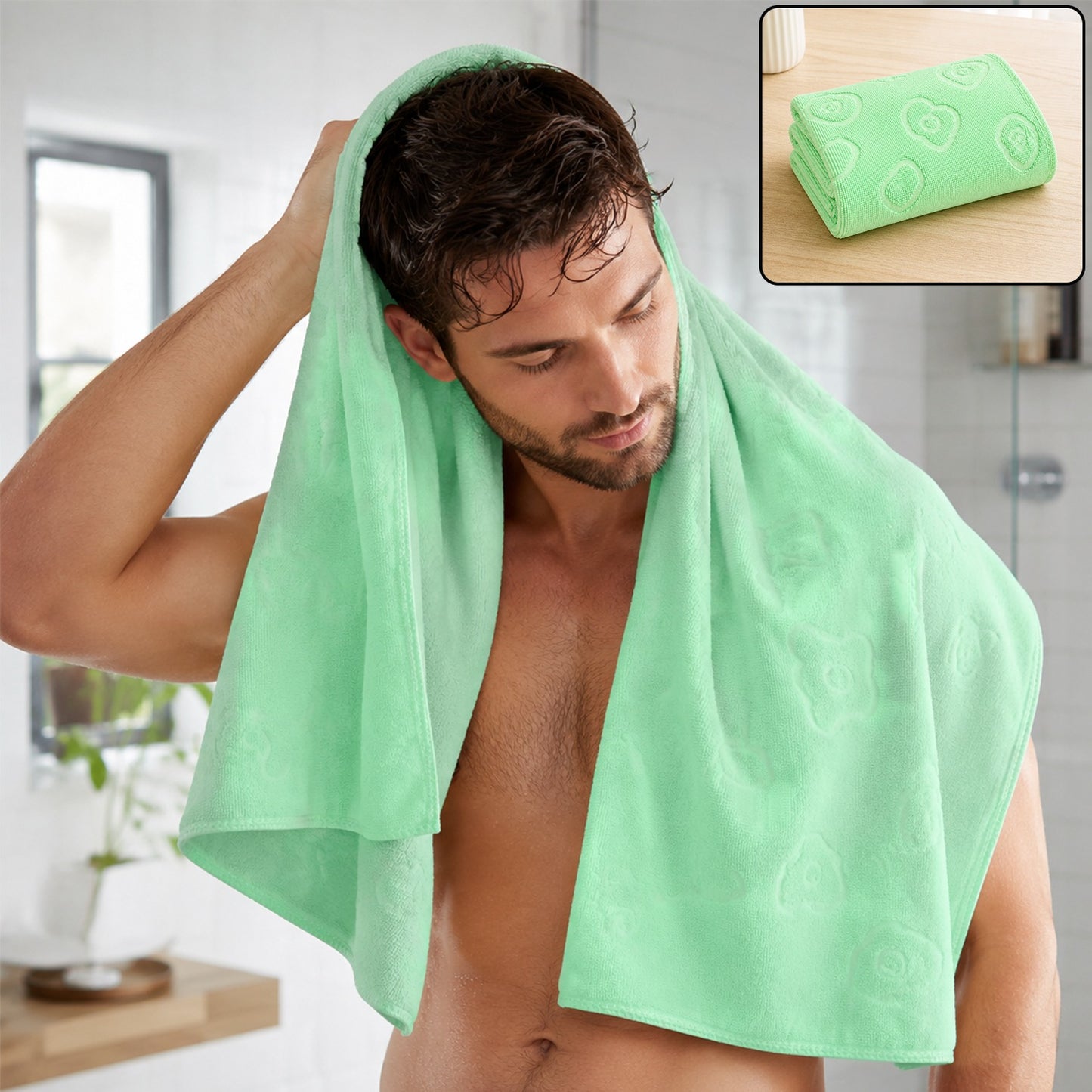 Soft Microfiber Bath Towel for Men - Quick Dry & Absorbent