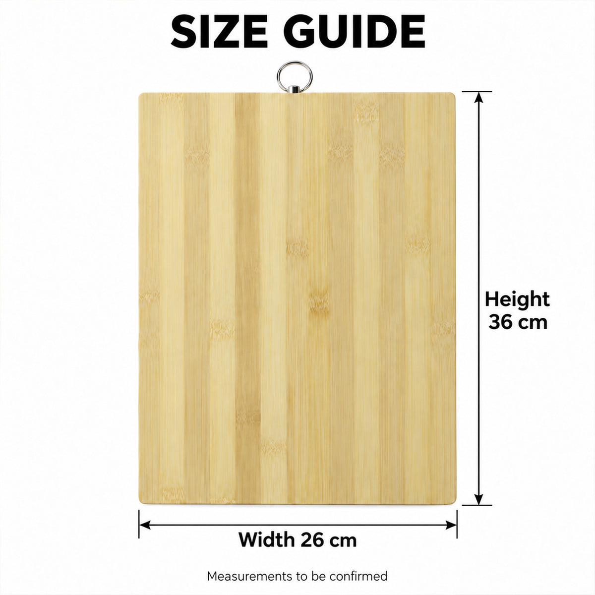 Bamboo Kitchen Chopping Board with Hanging Ring (36 x 26 Cm, 1 Pc)