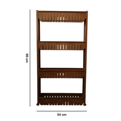 Multipurpose Plastic 4 Layer Storage Rack with Wheels
