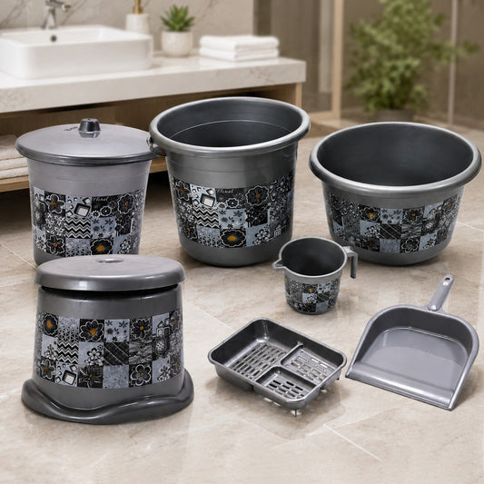 7-Piece Bathroom Set – Durable Plastic Organiser | VelvetBubbles