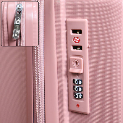 Rose Gold Hard Shell Cabin Trolley Suitcase with Telescopic Handle & 8 Wheels