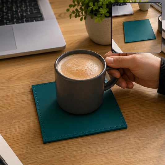 Leather Coaster – Square Heat Resistant Table Mat for Cups | Siplix