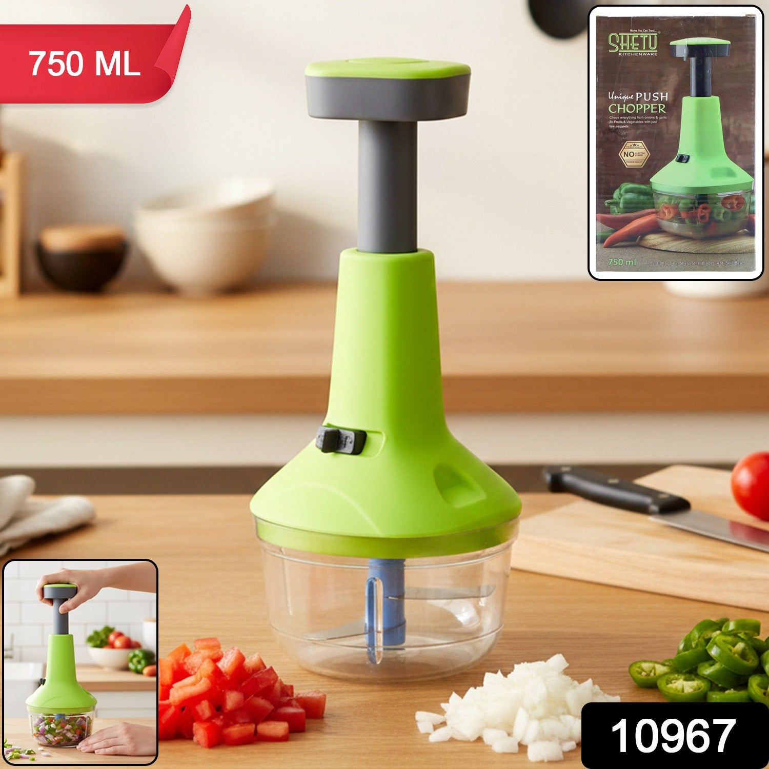 Push-Down Vegetable & Fruit Chopper (B-Grade / 750 ML)