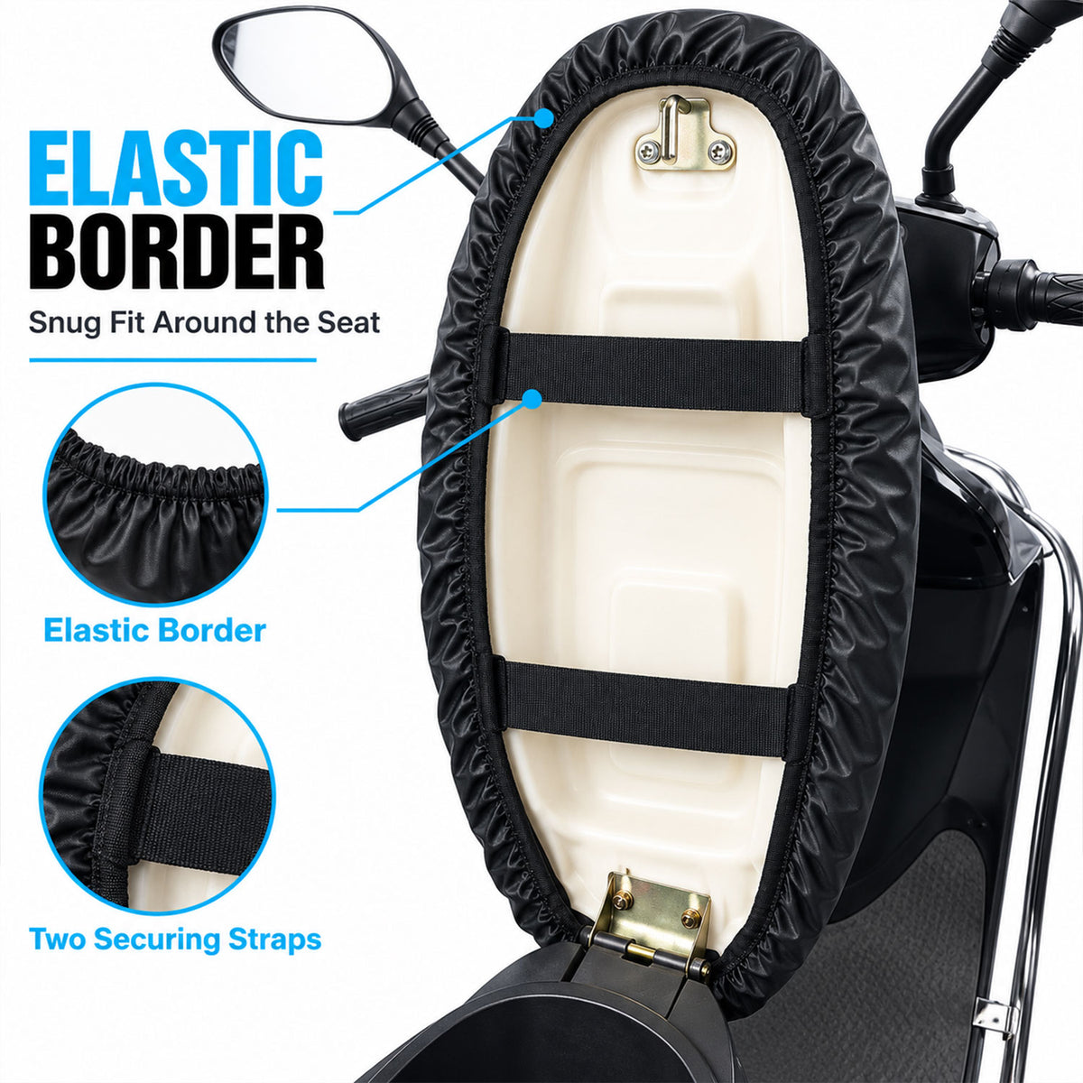 Scooter Seat Cover with Deer Print, Elastic Edge and Securing Straps (1 Pc)