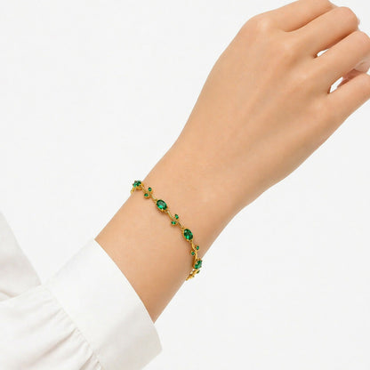 Side view of gold-plated crystal bracelet