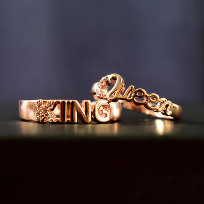 King and Queen Gold-Plated Rings Set