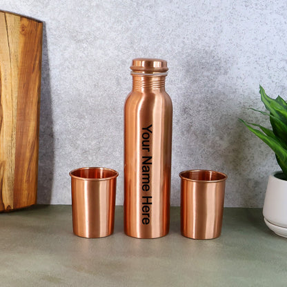 Customized Copper Water Bottle 2 Glasses with Gift Box (3 Pcs Set)