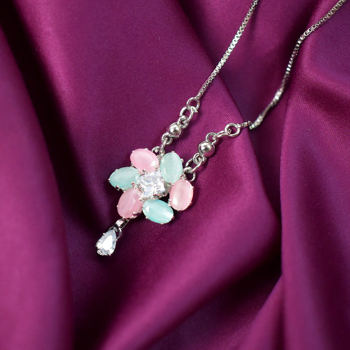 Delicate Silver Plated Floral Chain Necklace