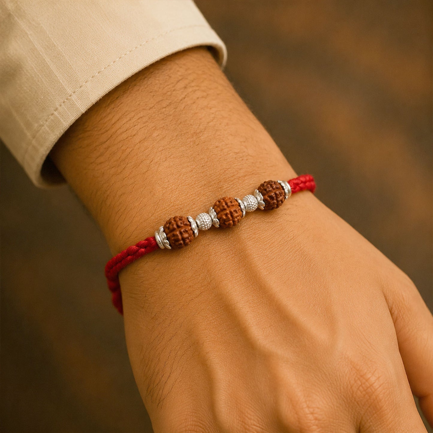 Beautiful Designer Rakhi with Studded Centre, Festive Beads and Raksha Bandhan Appeal