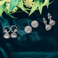 Silver Oxidized Jhumka Earrings – 3-Pair Traditional Set