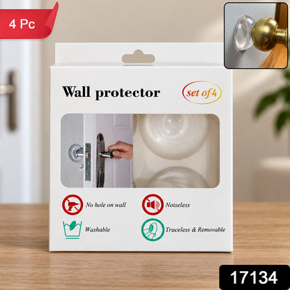 Transparent Silicone Door Handle Bumper Wall Protectors (4 Pc)