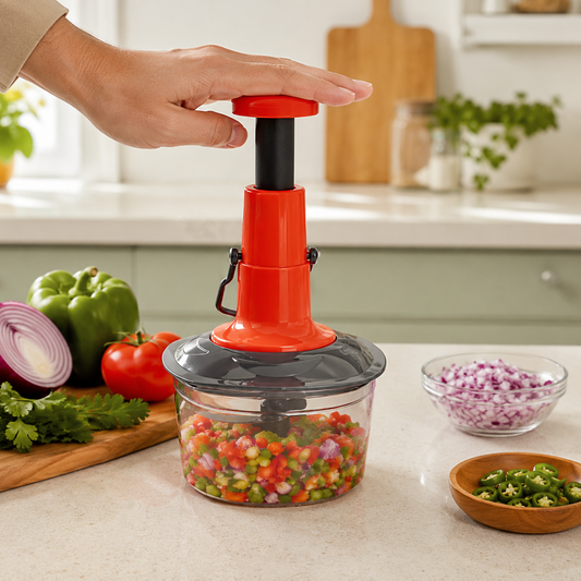 Manual Food Chopper – 650ml, 3 SS Blades, Anti-Slip | Quickslice