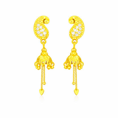 Traditional Paisley Stud with Hanging Jhumka Drops