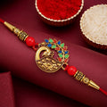 Peacock Rakhi – Golden Enamel Work for Rakshabandhan