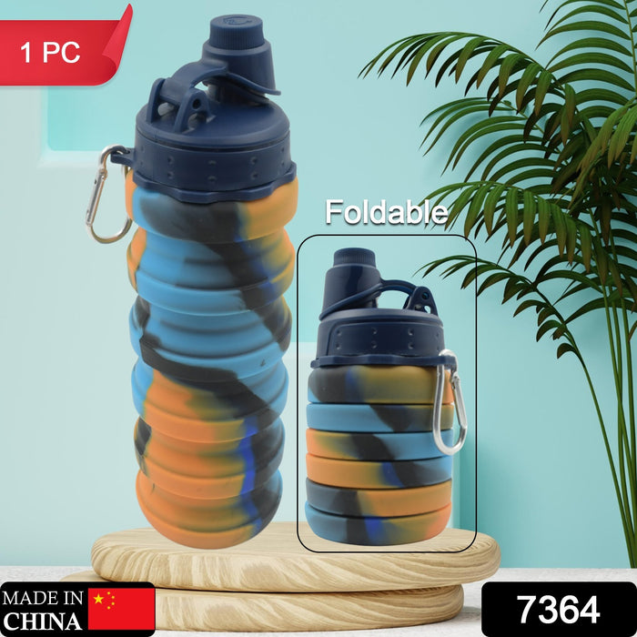 Foldable Water Bottle, Silicone Leak Proof Portable Sports Travel Water Bottle for Outdoor, Gym, Hiking (1 Pc / 24 cm Foldable)