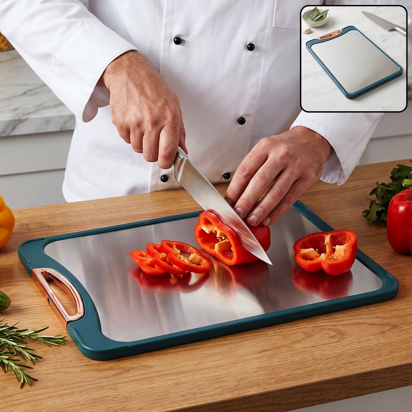 Multipurpose chopping board in kitchen use