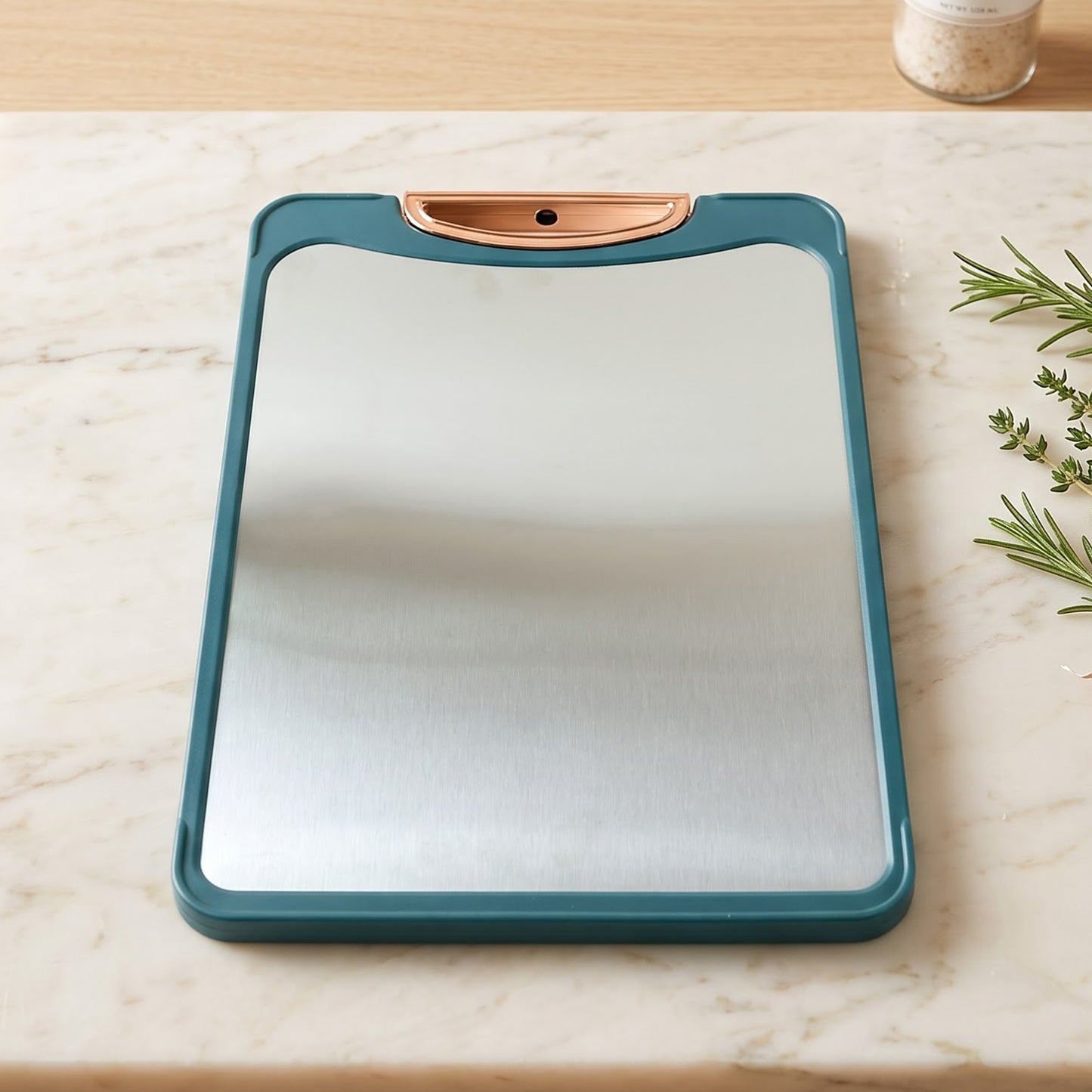 Rectangular kitchen chopping board top view