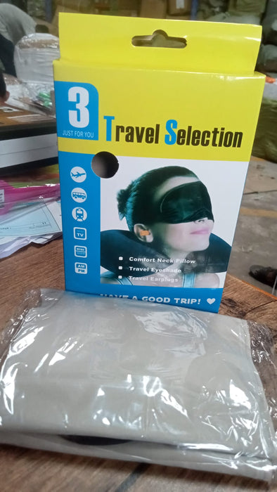 3in1 Air Travel Kit with Pillow, Ear Buds & Eye Mask