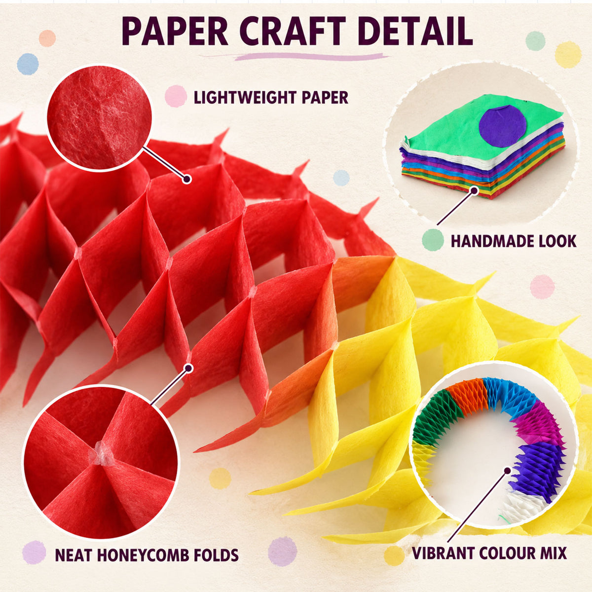 Multicolour Honeycomb Paper Garland for Party Decor (Approx. 2.5 m, 1 Pc)
