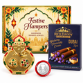Ganesh Kumkum Dish & Blueberry Cheesecake Wafer Rolls Festive Gift Hamper