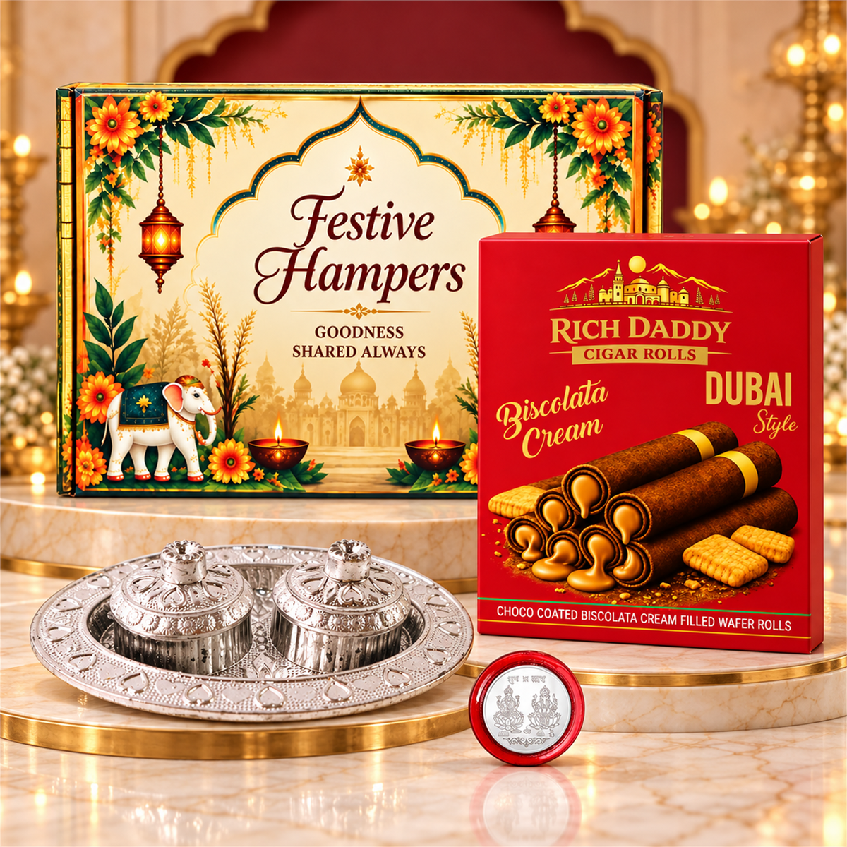 Oval Kumkum Dish and Coin Gift Set