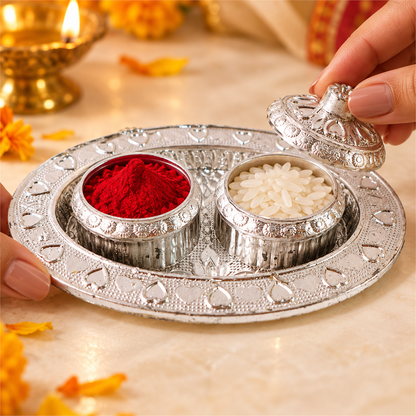 Oval Kumkum Dish & Biscolata Wafer Rolls Festive Gift Hamper