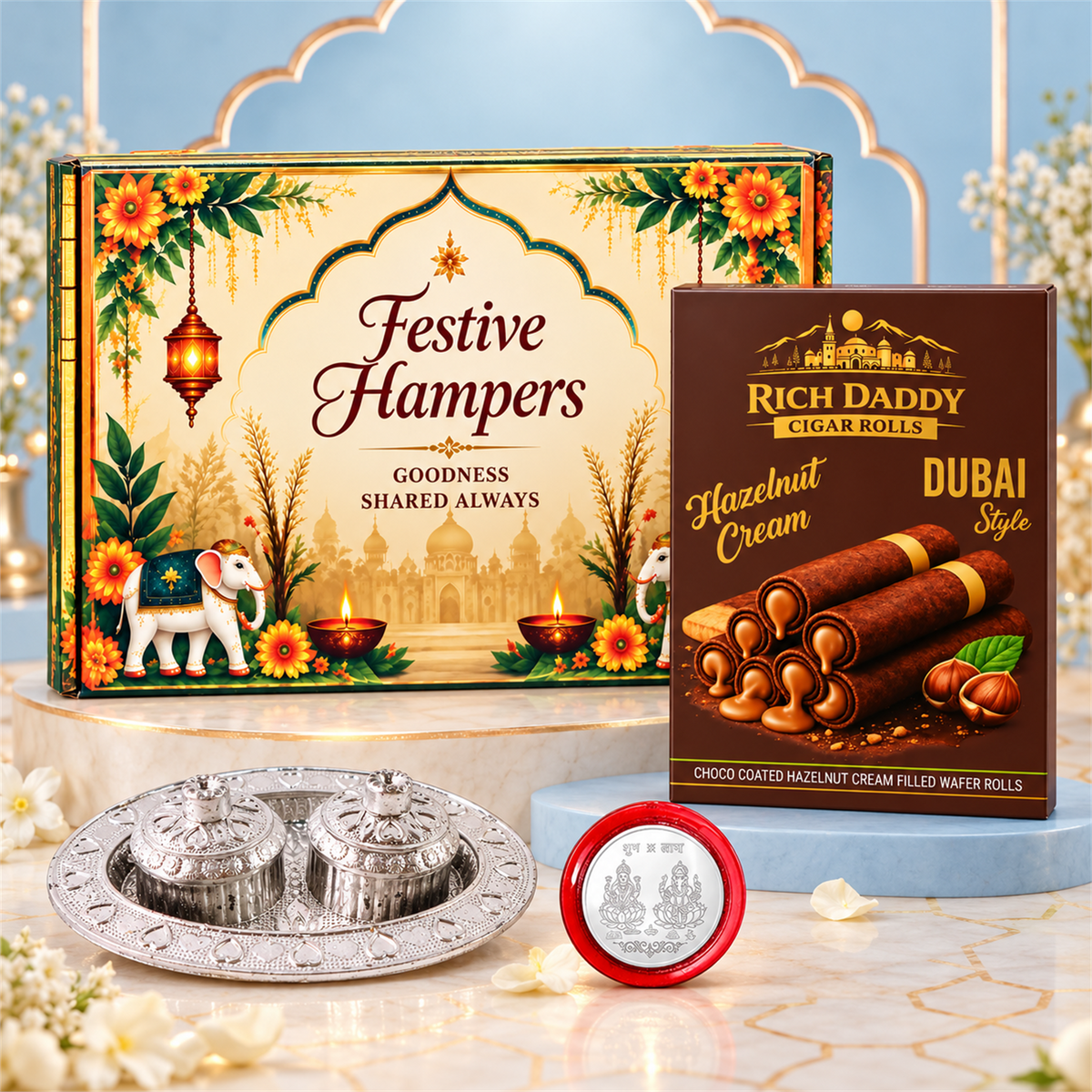 Oval Kumkum Dish and Coin Gift Set