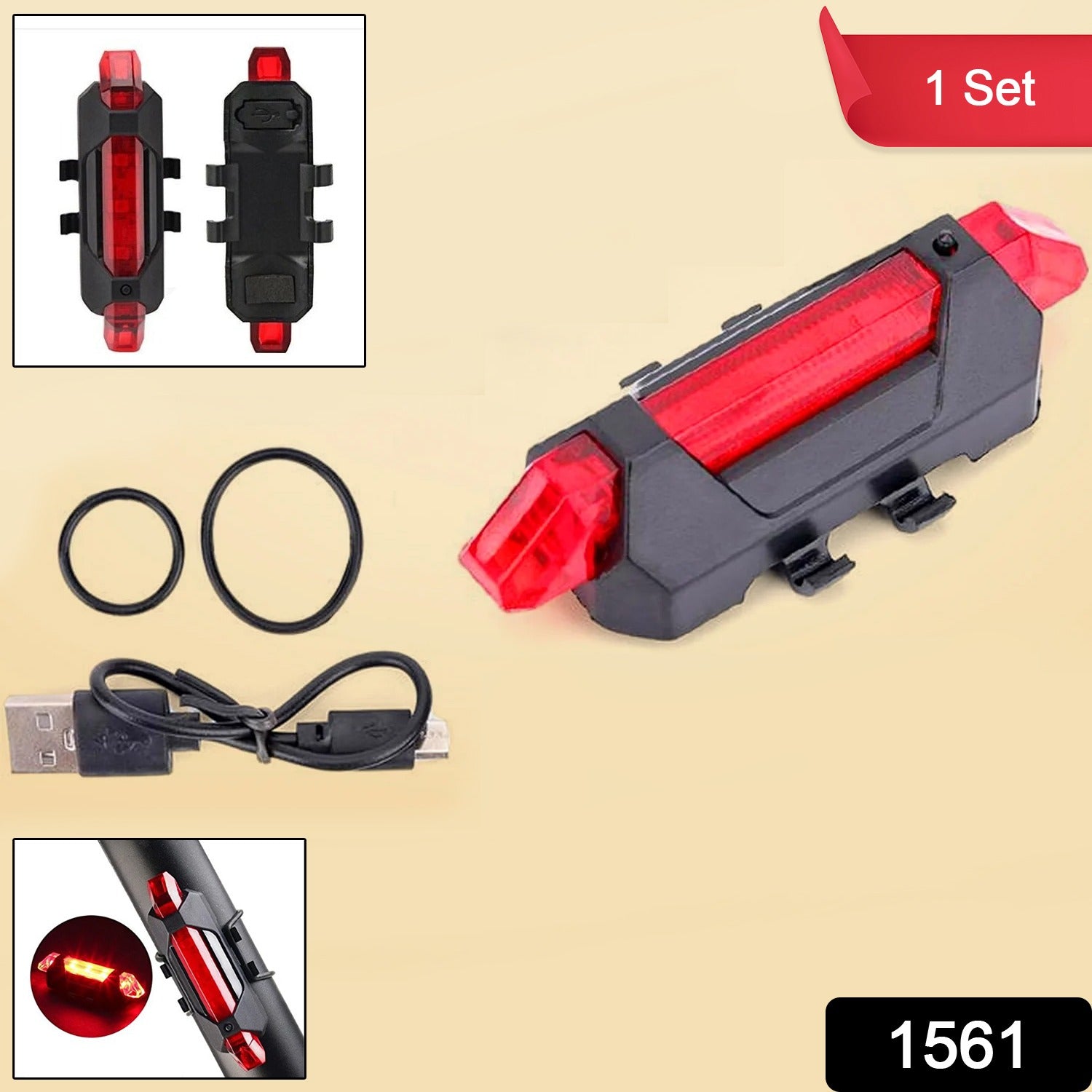 USB Rechargeable Bicycle LED Tail Light Set (1 Set)