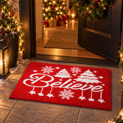 Christmas Decorative Chenille Floor Mat, Mixed Design and Size (1 Pc)