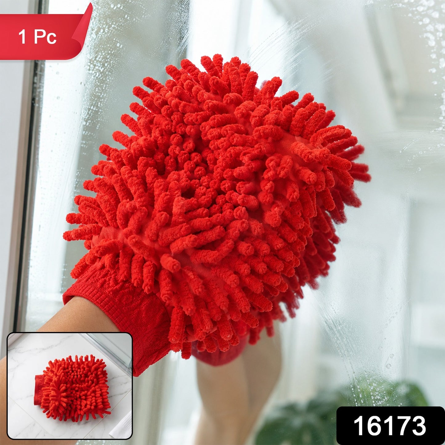 Microfiber Chenille Wash Glove for Mirror Cleaning Streak Free Mitt (1 Pc)