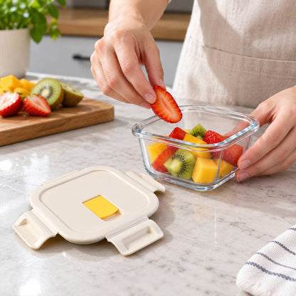 Borosilicate Glass Food Storage Container with Clip-Lock Lid (320 ml, 1 Pc)
